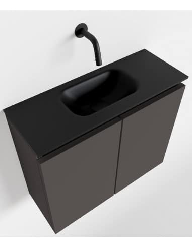 TURE Komplet badmiljø centreret håndvask B60 cm MDF - Mørkegrå/Sort