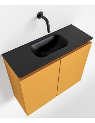 TURE Komplet badmiljø centreret håndvask B60 cm MDF - Okker/Sort