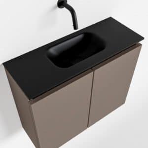 TURE Komplet badmiljø centreret håndvask B60 cm MDF - Røg/Sort