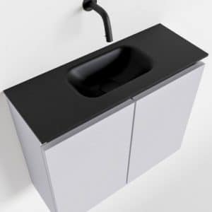 TURE Komplet badmiljø centreret håndvask B60 cm MDF - Svag grå/Sort