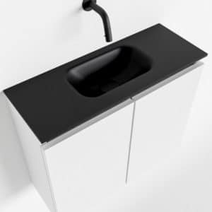 TURE Komplet badmiljø centreret håndvask B60 cm MDF - Talkum/Sort