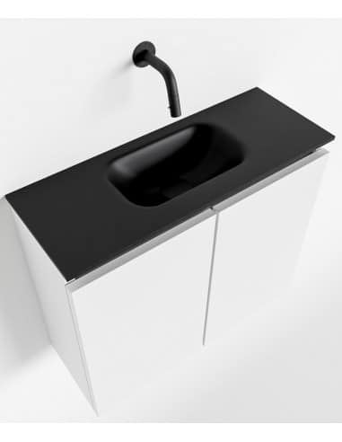 TURE Komplet badmiljø centreret håndvask B60 cm MDF - Talkum/Sort