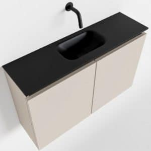 TURE Komplet badmiljø centreret håndvask B80 cm MDF - Linned/Sort