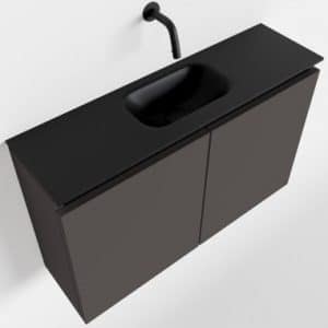 TURE Komplet badmiljø centreret håndvask B80 cm MDF - Mørkegrå/Sort