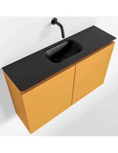 TURE Komplet badmiljø centreret håndvask B80 cm MDF - Okker/Sort