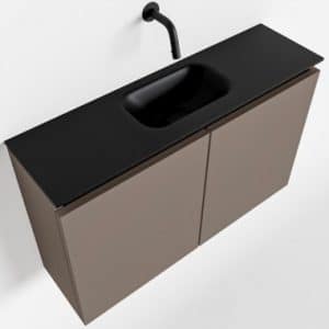 TURE Komplet badmiljø centreret håndvask B80 cm MDF - Røg/Sort