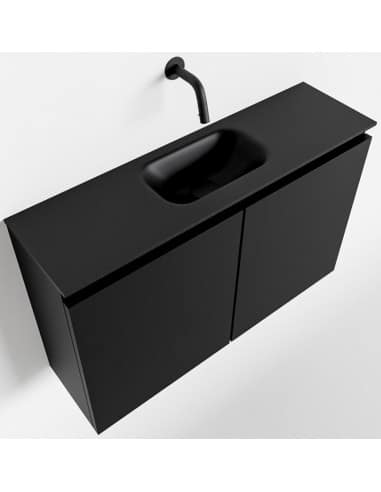 TURE Komplet badmiljø centreret håndvask B80 cm MDF - Sort/Sort