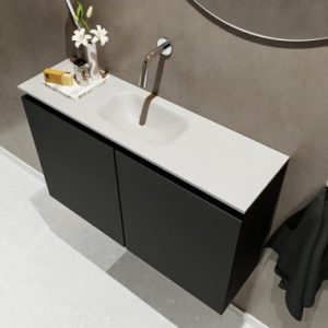 TURE Komplet badmiljø centreret håndvask B80 cm MDF - Sort/Talkum
