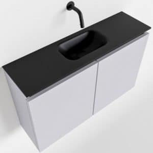 TURE Komplet badmiljø centreret håndvask B80 cm MDF - Svag grå/Sort
