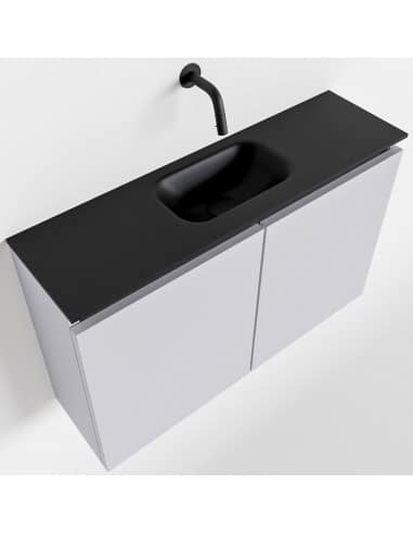 TURE Komplet badmiljø centreret håndvask B80 cm MDF - Svag grå/Sort