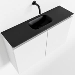 TURE Komplet badmiljø centreret håndvask B80 cm MDF - Talkum/Sort