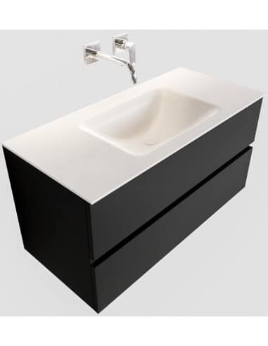Vica Komplet badmiljø centreret håndvask B100 cm MDF - Sort/Talkum