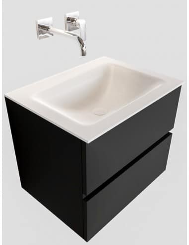 Vica Komplet badmiljø centreret håndvask B60 cm MDF - Sort/Talkum