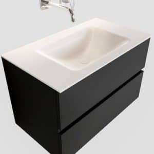 Vica Komplet badmiljø centreret håndvask B80 cm MDF - Sort/Talkum