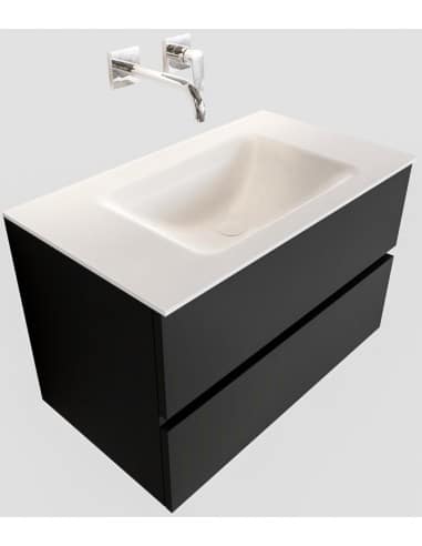 Vica Komplet badmiljø centreret håndvask B80 cm MDF - Sort/Talkum