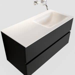 Vica Komplet badmiljø højrevendt håndvask B100 cm MDF - Sort/Talkum