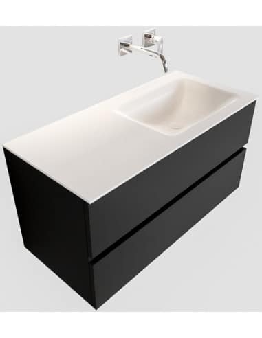 Vica Komplet badmiljø højrevendt håndvask B100 cm MDF - Sort/Talkum