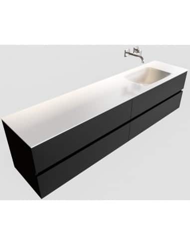 Vica Komplet badmiljø højrevendt håndvask B200 cm MDF - Sort/Talkum