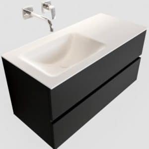 Vica Komplet badmiljø venstrevendt håndvask B100 cm MDF - Sort/Talkum
