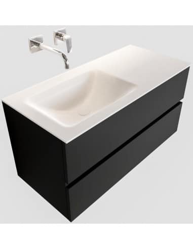 Vica Komplet badmiljø venstrevendt håndvask B100 cm MDF - Sort/Talkum