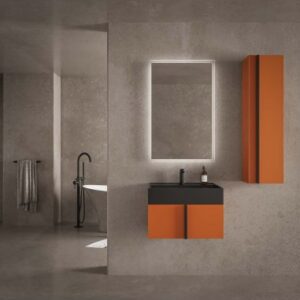 NORMA Komplet badmiljø med håndvask B100 cm - Orange/Sort