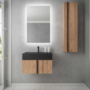 NORMA Komplet badmiljø med håndvask B60 cm - Vild eg/Sort