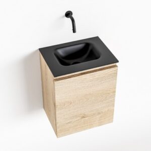 OLAN Komplet badmiljø centreret håndvask B40 cm MDF - Vasket eg/Sort