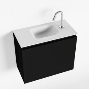OLAN Komplet badmiljø centreret håndvask B60 cm MDF - Sort/Talkum