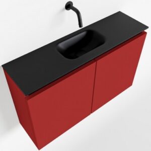 TURE Komplet badmiljø centreret håndvask B80 cm MDF - Rød/Sort