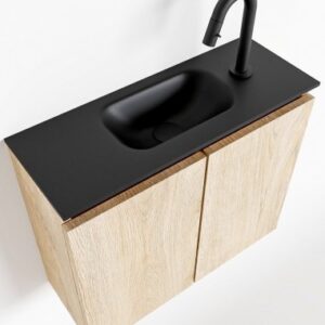 TURE Komplet badmiljø centreret håndvask B60 cm MDF - Vasket eg/Sort