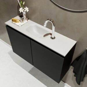 TURE Komplet badmiljø centreret håndvask B80 cm MDF - Sort/Talkum