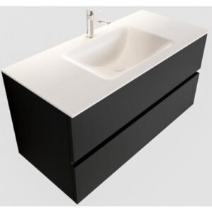 Vica Komplet badmiljø centreret håndvask B100 cm MDF - Sort/Talkum