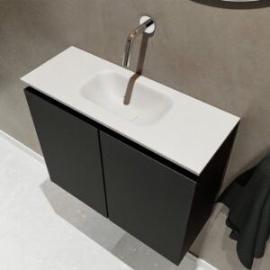 TURE Komplet badmiljø centreret håndvask B60 cm MDF - Sort/Talkum