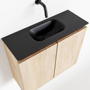 TURE Komplet badmiljø centreret håndvask B60 cm MDF - Vasket eg/Sort