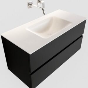 Vica Komplet badmiljø centreret håndvask B100 cm MDF - Sort/Talkum