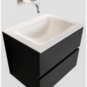Vica Komplet badmiljø centreret håndvask B60 cm MDF - Sort/Talkum
