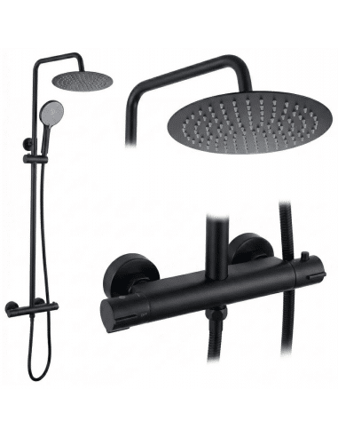 BEZ Brusesæt med rainshower og termostat H84,5 - 120,5 cm - Mat sort